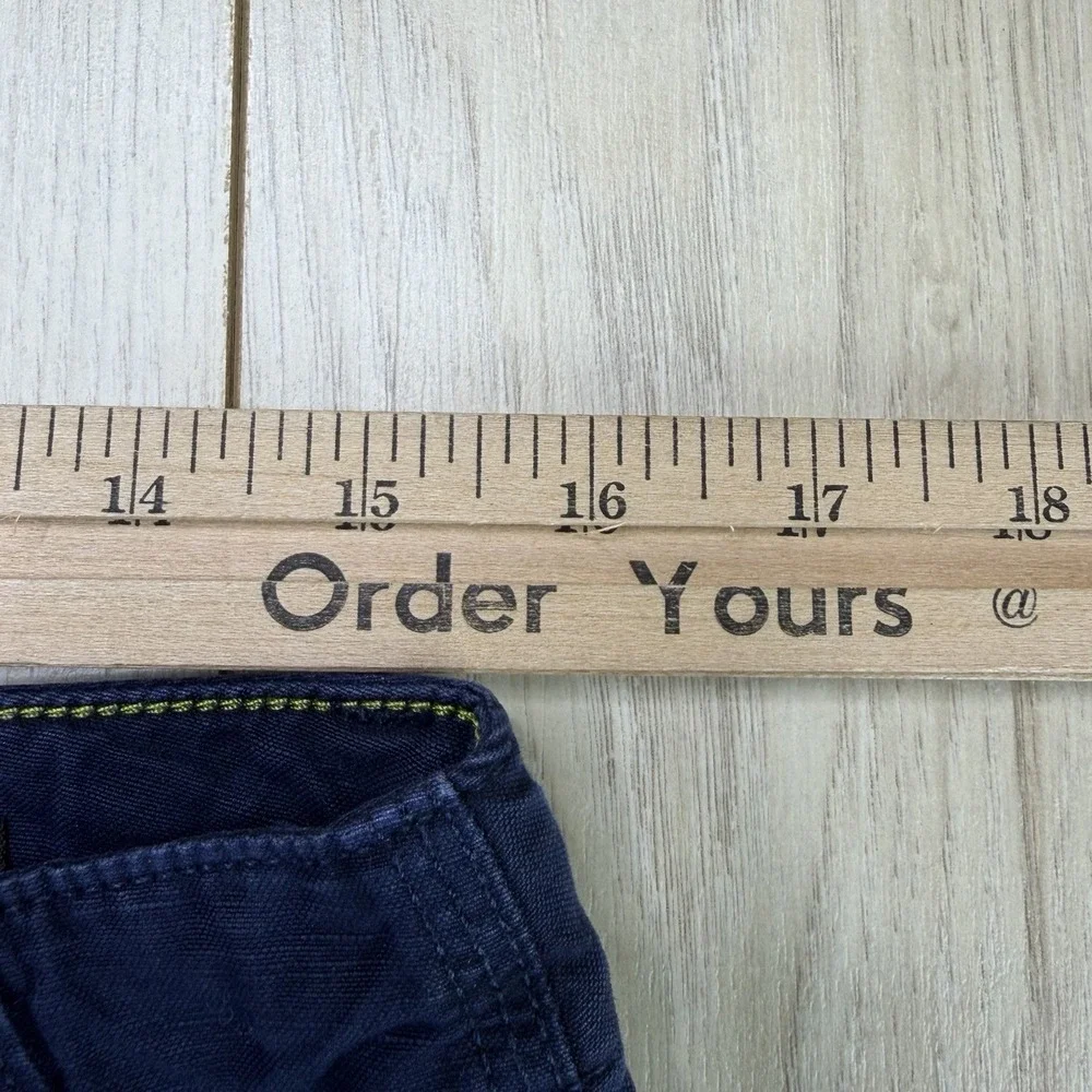Banana Republic Mens Cotton Linen Cargo Pants Navy Blue Size 31 Short Drawstring